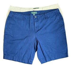 Lauren Ralph Lauren Chino Shorts Bundle 18W Blue Tan Cotton Twill Mid Rise 2pk